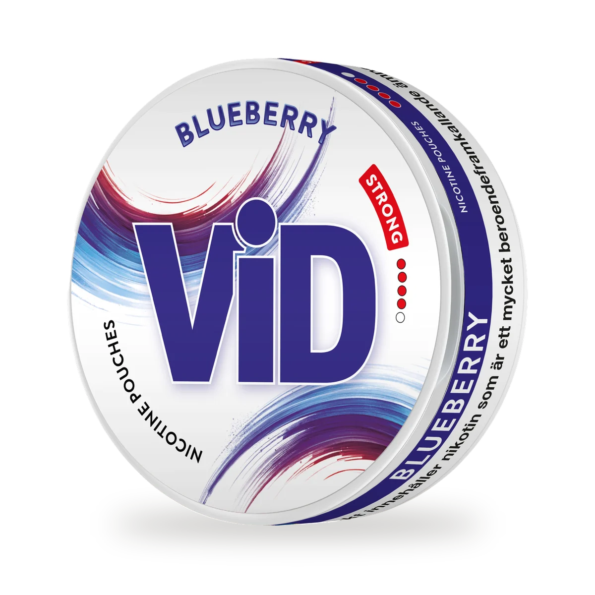 ViD Blueberry Strong — Blueberry with a cool finish, strong nicotine, white pouch by Kurbits, Sweden