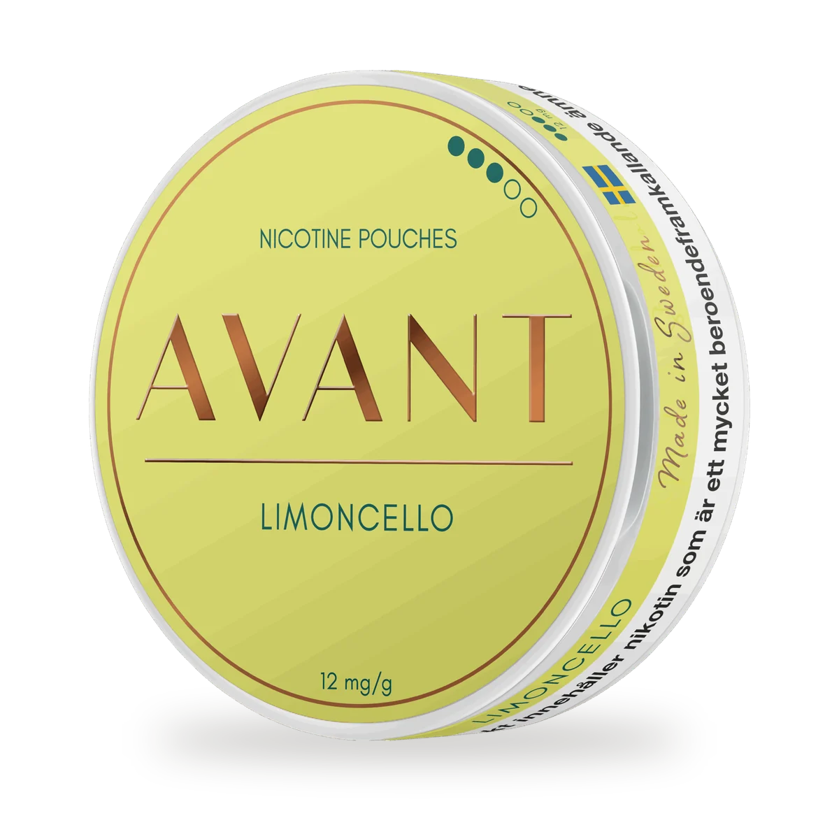 Avant Limoncello — Sun-ripened citrus inspired by the Italian liqueur, light and bright, white pouch by Kurbits, Sweden
