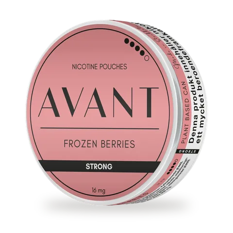 Avant Frozen Berries Strong — Raspberry and blackberry with a cool finish, strong nicotine, white pouch by Kurbits, Sweden