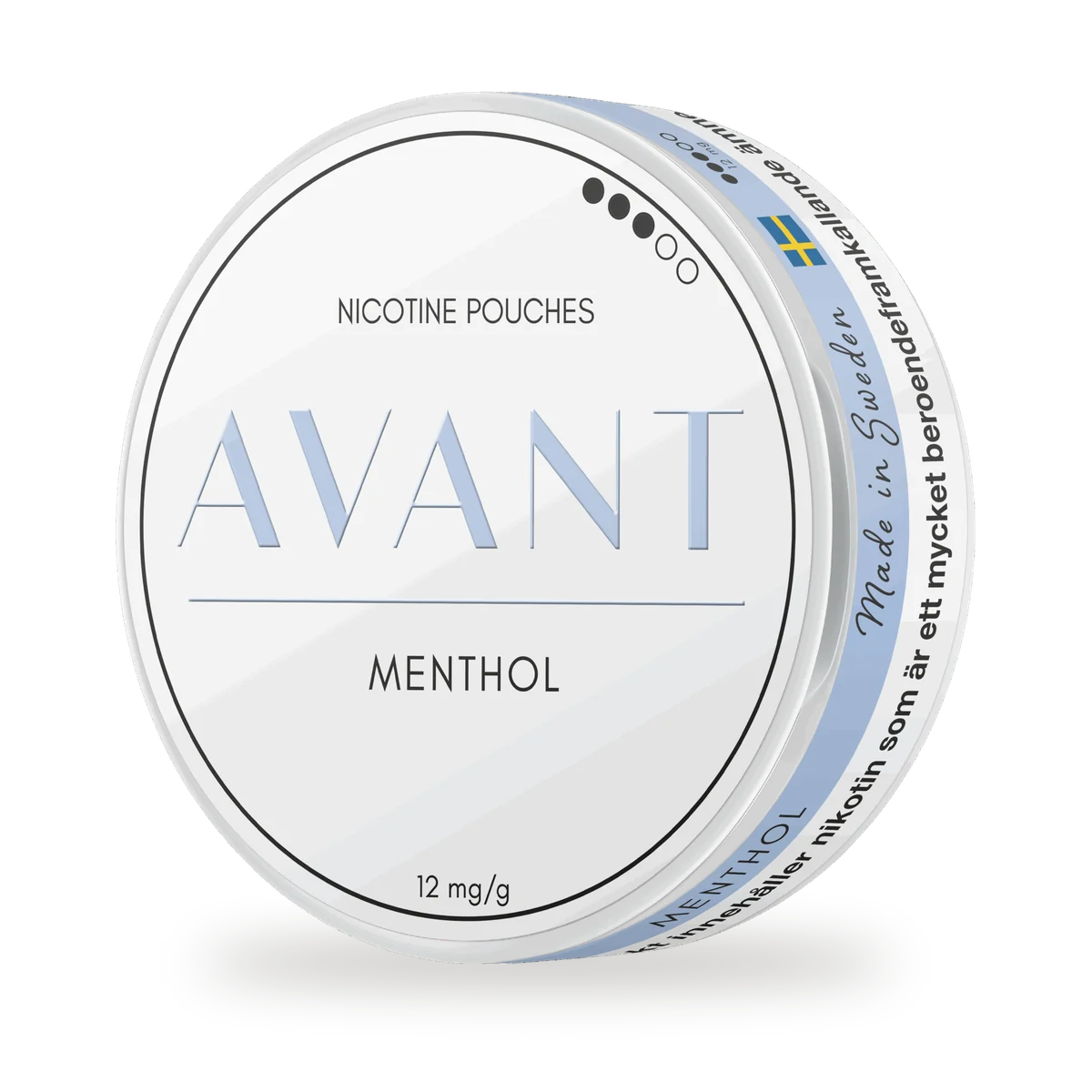 Avant Menthol — Čist mentol, osvežavajući i direktan, bez dodate slatkoće, bela kesica proizvođača Kurbits, Švedska
