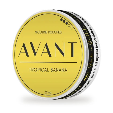 Avant Tropical Banana — Ripe banana with a hint of tropical fruit, sweet and round, white pouch by Kurbits, Sweden