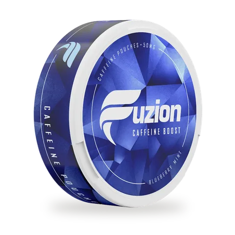 Fuzion Blueberry Mint — Sweet, fresh blueberry over a cool mint base, white pouch by Fuzion, Sweden