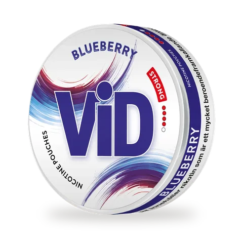 ViD Blueberry Strong — Blueberry with a cool finish, strong nicotine, white pouch by Kurbits, Sweden